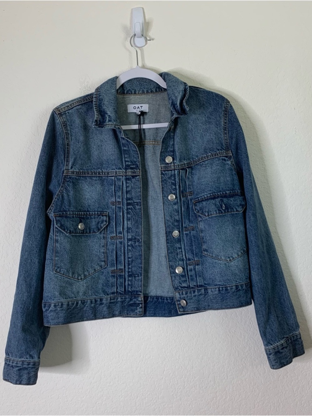 OAT NY womens blue 100% Cotton denim jean jacket M